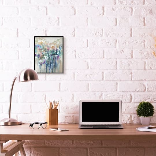 Stupell Industries Abstract Blue Purple Drip Painting Black Framed Wall Art